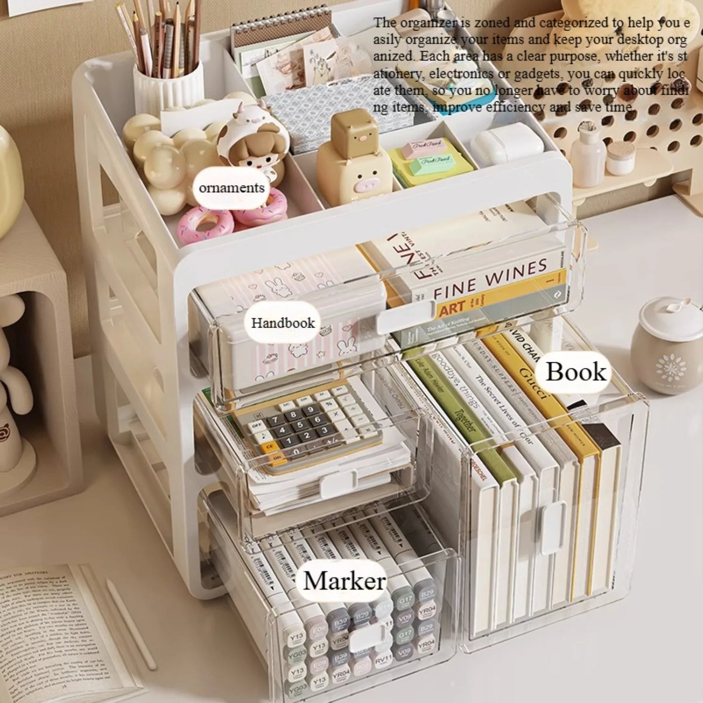 Desktop Organizer with Clear Drawers