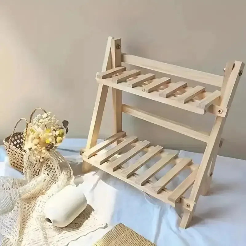 2-Tier Wooden Desktop Organizer Shelf