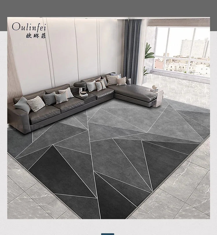 VIKAMA Nordic Geometric Carpet Learning Office Computer Desk Non-Slip Mat Living Room Bedroom Crystal Velvet Mat Home Decor