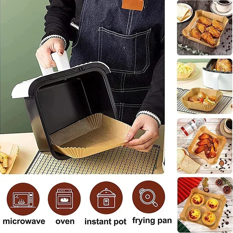 Non-stick Air Fryer Paper Liner-for Baking Microwave-Air Fryer Accessories Aerogrill Parchment for Home and Kitchen Baking Tools