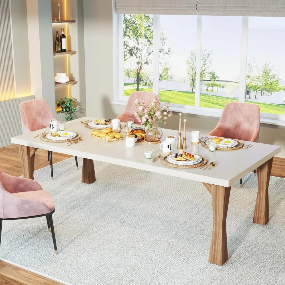 Modern Dining Table for 6-8 People, 71" Large Kitchen Table with Sturdy Legs, Rectangle Dinner Table Kitchen & Dining Room Furn