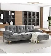 Emerald Green Velvet Sectional Sofa with Ottoman