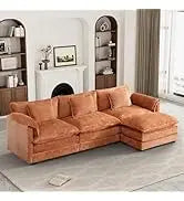 Emerald Green Velvet Sectional Sofa with Ottoman