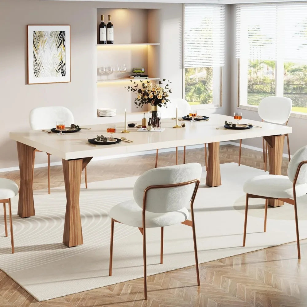 Modern Dining Table for 6-8 People, 71" Large Kitchen Table with Sturdy Legs, Rectangle Dinner Table Kitchen & Dining Room Furn