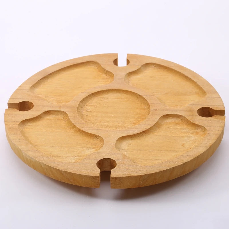 Portable Wooden Outdoor Wine Table with Snack Compartment