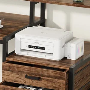 Desk with Monitor Shelf and 3-Drawer Storage Cabinet