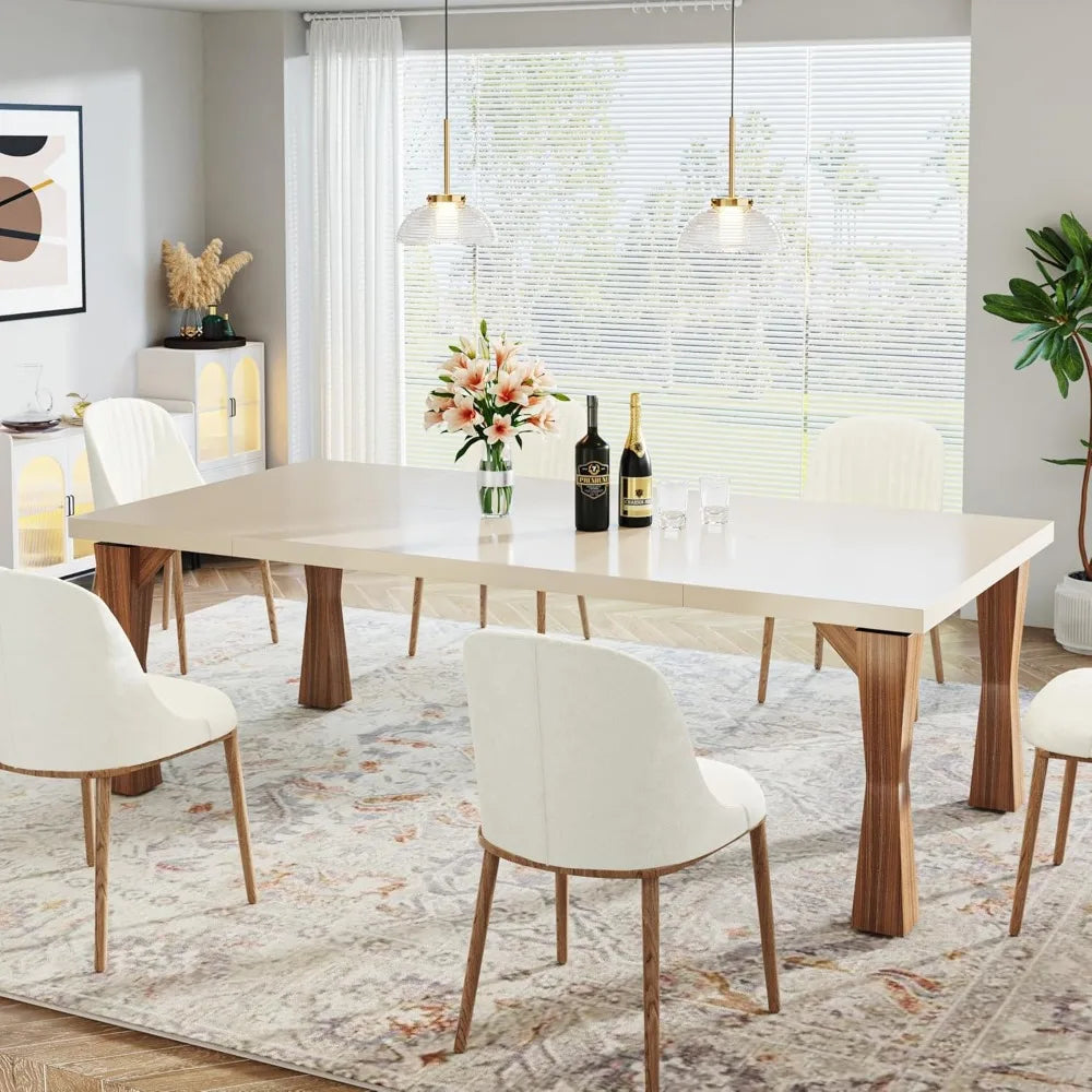 Modern Dining Table for 6-8 People, 71" Large Kitchen Table with Sturdy Legs, Rectangle Dinner Table Kitchen & Dining Room Furn