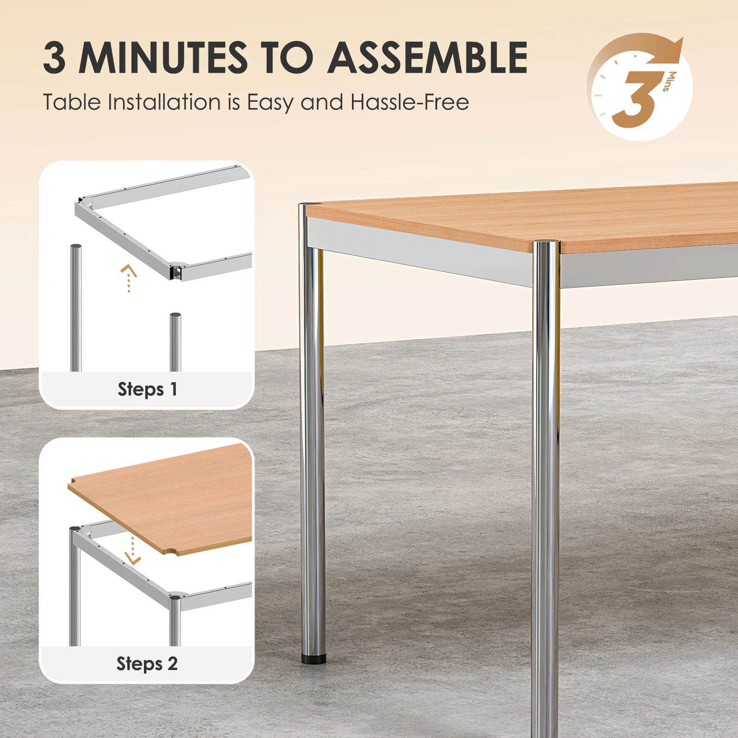 Modern Office Desk with Metal Frame