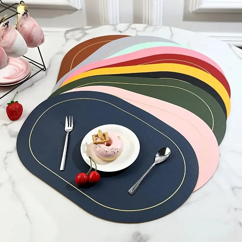 Table Leather Placemats Set of 1/4/6pcs,Washable for Dining,Heat-Resistant Non-Slip Insulation Waterproof Place Mats