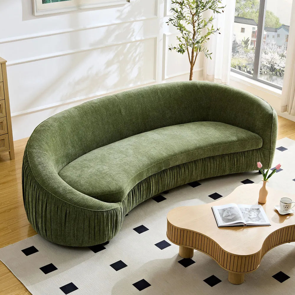 92.13 Inch Modern Design Curved Shaped Sofa Couch for Living Room,Upholstered Fabric 4-Seat Sofa No Need to Assembly Couch
