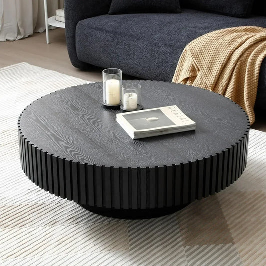 Modern Grooved Round Coffee Table