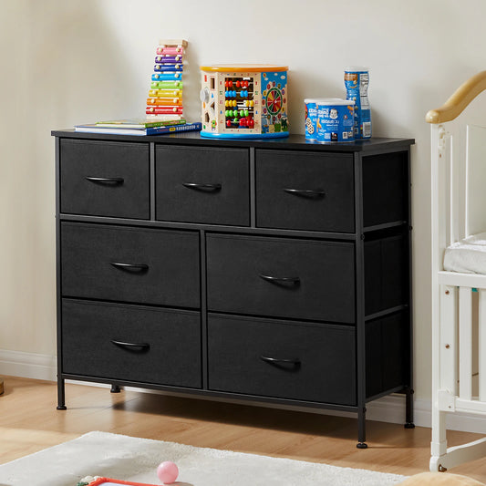 Modern 7-Drawer Fabric Dresser with Metal Frame