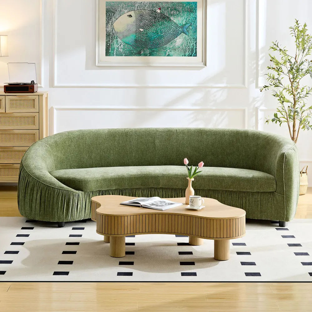 92.13 Inch Modern Design Curved Shaped Sofa Couch for Living Room,Upholstered Fabric 4-Seat Sofa No Need to Assembly Couch