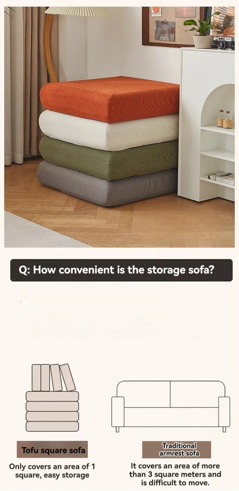 Modular Corduroy Sofa Mattress