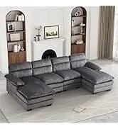 Emerald Green Velvet Sectional Sofa with Ottoman