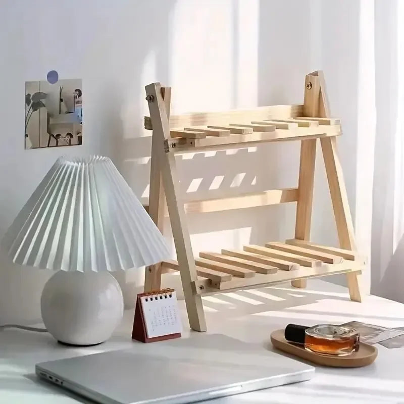 2-Tier Wooden Desktop Organizer Shelf