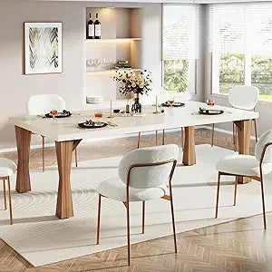 Modern Dining Table for 6-8 People, 71" Large Kitchen Table with Sturdy Legs, Rectangle Dinner Table Kitchen & Dining Room Furn