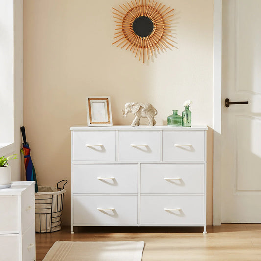 Modern 7-Drawer Fabric Dresser with Metal Frame