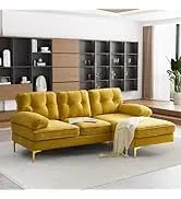 Emerald Green Velvet Sectional Sofa with Ottoman