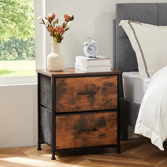 Modern 2-Drawer Nightstand with Fabric Drawers