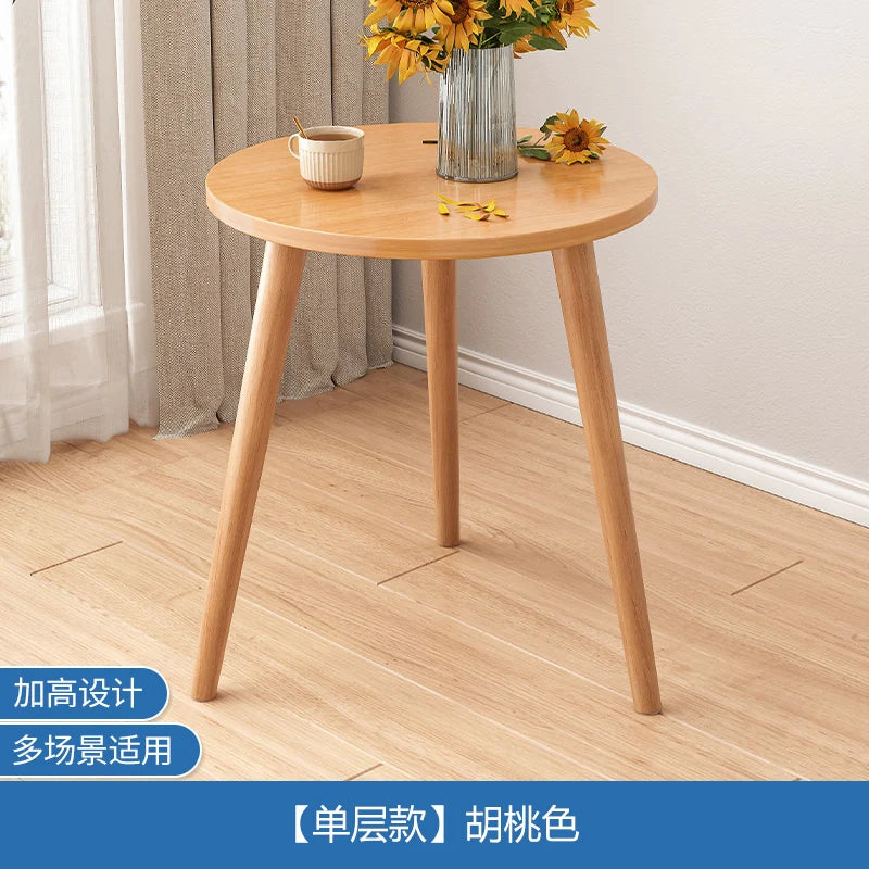 Modern Round Wooden End Table with Tapered Legs
