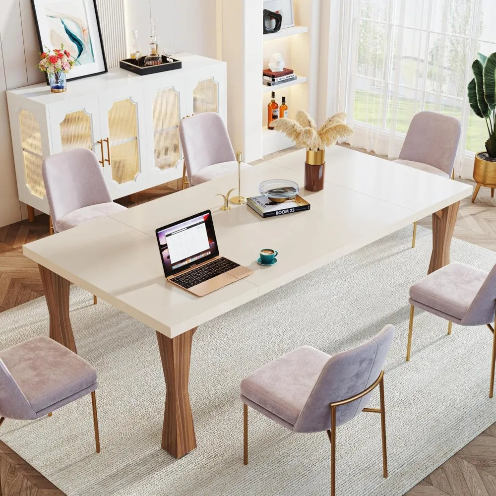 Modern Dining Table for 6-8 People, 71" Large Kitchen Table with Sturdy Legs, Rectangle Dinner Table Kitchen & Dining Room Furn