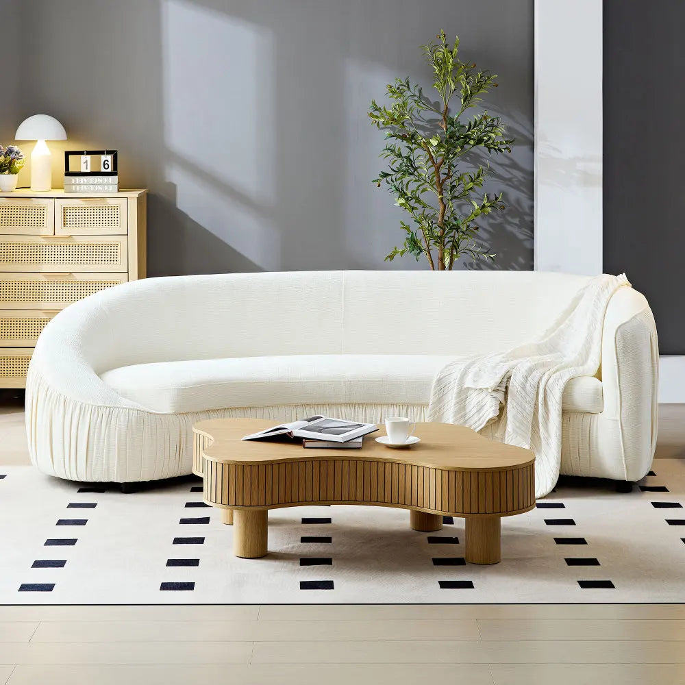 92.13 Inch Modern Design Curved Shaped Sofa Couch for Living Room,Upholstered Fabric 4-Seat Sofa No Need to Assembly Couch