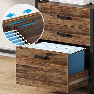 Desk with Monitor Shelf and 3-Drawer Storage Cabinet